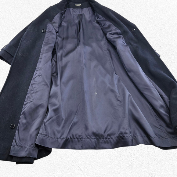 Vintage 70s Harve Benard Navy Wool Double Breasted Overcoat ILGWU Size Large - Picture 11 of 15